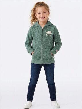 Roots Logo Green Zip Hoodie Size XL Cotton